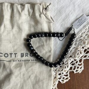 NWT Kendra Scott Scott Bros. Cade Beaded Bracelet in Silver and Black Agate O/S